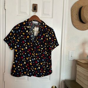 Black Multi Color Polka Dot Blouse